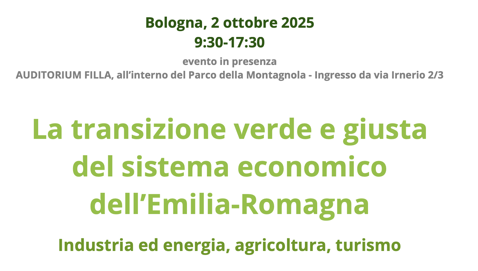 La transizione verde e giusta del sistema economico dell’Emilia-Romagna